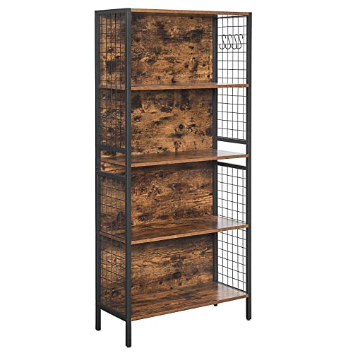 Vasagle Bücherregal mit 4 Ablagen & S-Haken | Industrie-Design, Vintagebraun | 58,51€ statt 86,60€