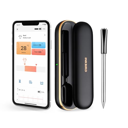 Inkbird Fleischthermometer Kabelloses INT-11P-B,Grillthermometer Bluetooth mit 91m App-Steuerung, IP67 wasserfest Bratenthermometer Meat Thermometer für Backofen Grill BBQ Smoker Küche Digital für nur 57€ statt 99,99€ – bei Amazon