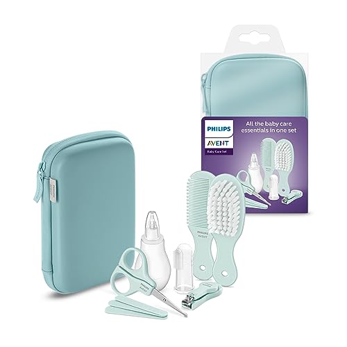 Philips Avent Babypflege-Set – Starter-Set mit 9 Zubehörteilen: Nagelknipser, Schere, 3 Nagelfeilen, Kamm, Haarbürste, Nasensauger und Fingerzahnbürste (Modell SCH401/00) für nur 15,99€ statt 24,80€ – 35% sparen!