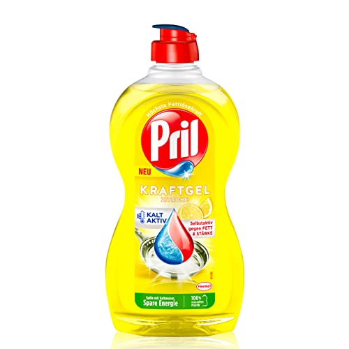 Pril Kraft Gel Zitrone (450ml) – Das Handgeschirrspülmittel für sauberes Geschirr in kaltem Wasser