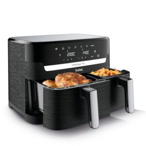 Tefal EY9018 Dual Easy Fry Doppelkammer-Heißluftfritteuse | 5,2/3,1 L Fassungsvermögen | 40% schneller | 70% energieeffizienter | Schwarz