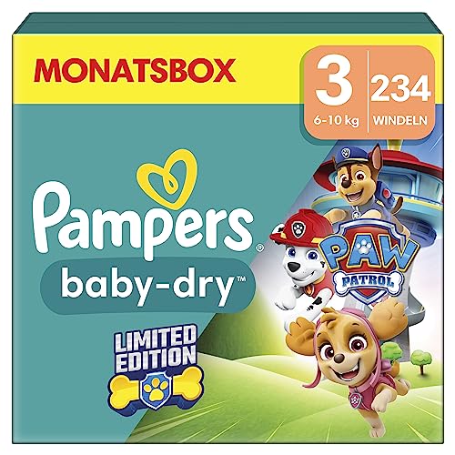 Pampers Paw Patrol (Baby-Dry), Windeln Größe 3 (6kg-10kg): 234 Windeln für nur 34,13€ statt 60,95€!