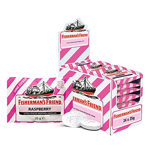 Fisherman’s Friend Raspberry | Karton mit 24 Beuteln | Himbeere und Menthol Geschmack | Zuckerfrei für frischen Atem | vegan – Jetzt im Angebot: Nur 13,87€ statt 20,40€