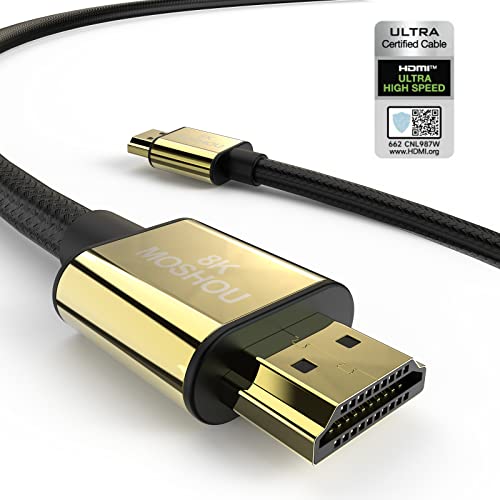 Spare 37%: MOSHOU-HDMI 2.1 Kabel(5m)/8K@60HZ 4K@120HZ/UHD HDR 10+ Dolby Vision Dynamic 3D eARC HDCP 2.2 CEC Ultra High Speed mit Ethernet