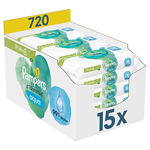 Pampers Harmonie Aqua Baby Feuchttücher Box – Sanfter Hautschutz für zarte Haut mit 99% Wasser
