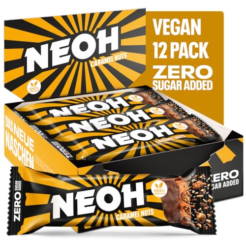 NEOH Zero Zucker Karamell-Nuss-Riegel | Vegan & Low Carb | 137 kcal & 1g Zucker | 6g Protein | 12er Pack – Jetzt zum halben Preis!