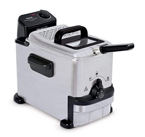 Tefal FR7016 Oleoclean Compact Elektrische Fritteuse | 2 L Öl-Kapazität | automatische Ölfiltration | spülmaschinenfeste Teile | Sichtfenster | einstellbare Temperatur | Schwarz/Edelstahl – Nur 79,99€ statt 101,75€
