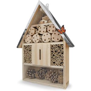 WILDLIFE FRIEND Großes Insektenhotel 39 x 23 cm – Naturbelassen und Wetterfest, Insektenhaus aus Naturholz zum Sparpreis von 14,99€