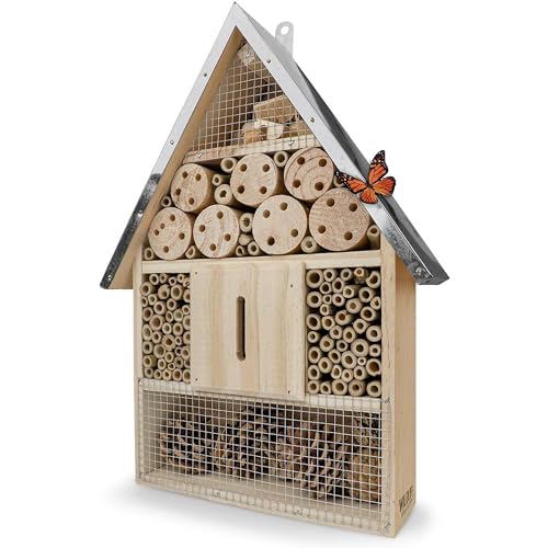 WILDLIFE FRIEND Großes Insektenhotel 39 x 23 cm – Naturbelassen und Wetterfest, Insektenhaus aus Naturholz zum Sparpreis von 14,99€