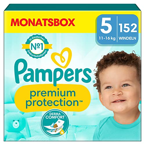Pampers Baby Windeln Größe 5 (11-16kg) Premium Protection, Junior, MONATSBOX – Jetzt zum Schnäppchenpreis!