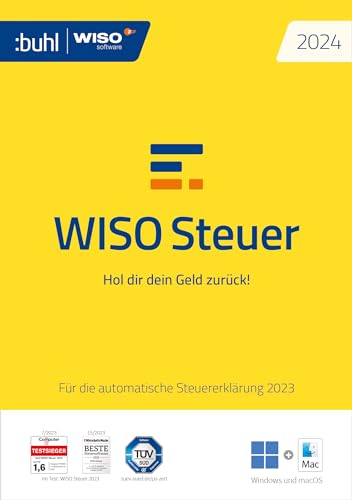 WISO Steuer 2024 (für Steuerjahr 2023) für Windows, Mac, Smartphones und Tablets | Aktivierungscode per Email – Nur 23,99€ statt 27,55€