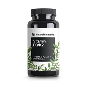 Vitamin D3 + K2 Depot – 180 Tabletten – Premium-Qualität: K2VITAL® von Kappa – 99,7+% All-Trans K2-MK7 + 5000 IE Vitamin D3 – hochdosiert, ohne Zusätze – in Deutschland produziert & laborgeprüft nur 16,79€ (statt 23,99€) – Prime