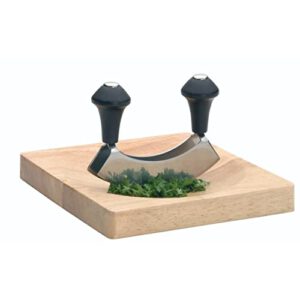 KitchenCraft Mezzaluna Hackmesser und Holzschneidebrett – Perfekt zum schnellen und effizienten Hacken