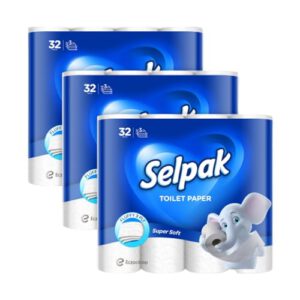 Selpak Toilettenpapier (96 Rollen) – 3-lagig, 4480 Blatt Klopapier, 100% reine Zellulose