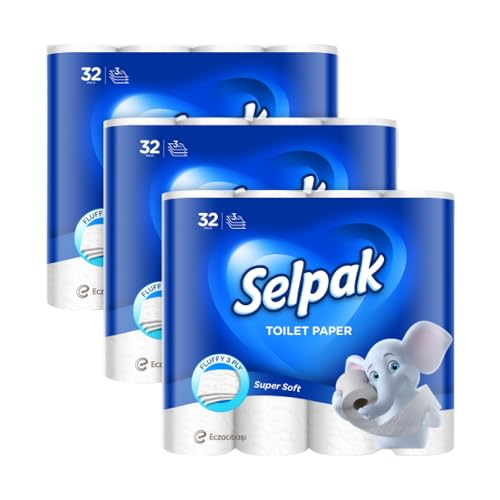 Selpak Toilettenpapier (96 Rollen) – 3-lagig, 4480 Blatt Klopapier, 100% reine Zellulose