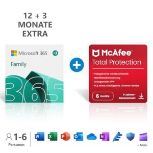 Microsoft Office 365 Family – 15 Monate für nur 56,99€! Spare 14€!