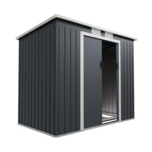 Juskys Metall Gerätehaus M 4m³ mit Pultdach, Schiebetür & Fundament – 169,96€ (vorher 208,99€) – Angebot bei Amazon
