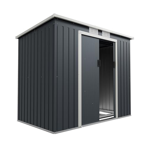 Juskys Metall Gerätehaus M 4m³ mit Pultdach, Schiebetür & Fundament – 169,96€ (vorher 208,99€) – Angebot bei Amazon