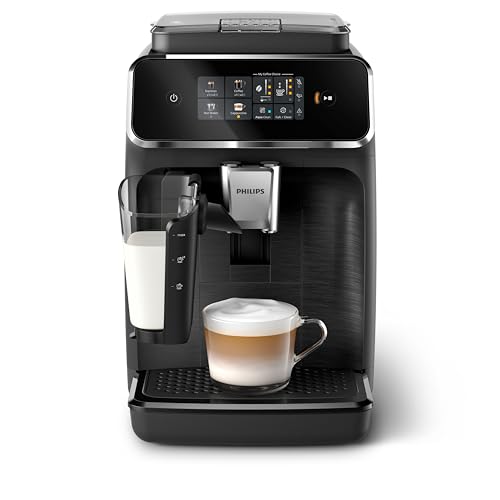 Philips 2300 Series Vollautomatische Espressomaschine – 4 Getränke, Modernes Farb-Touchscreen-Display, LatteGo-Milchsystem, SilentBrew, 100% Keramikmahlwerk, AquaClean Filter. Mattschwarz (EP2330/10) für nur 349 Euro (anstatt 499)