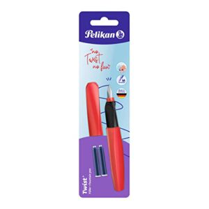 Pelikan Füller Twist Feder M, Fiery Red, inklusive 2 Patronen – Nur 5,99€ statt 9,40€!