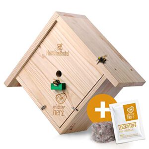 wildtier herz I Hummelhotel zum Aufhängen – inkl. Hummel Lockstoff + Nistmaterial: Top-Angebot für Hummelfreunde!