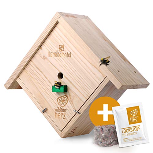 wildtier herz I Hummelhotel zum Aufhängen – inkl. Hummel Lockstoff + Nistmaterial: Top-Angebot für Hummelfreunde!