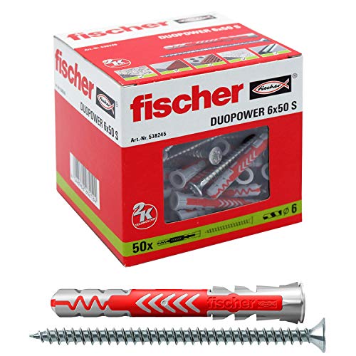Fischer DUOPOWER 6 x 50 S, Universaldübel mit Sicherheitsschraube – Angebot: 15,22€ (Ersparnis: 18,39€)