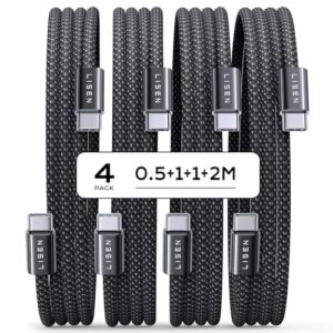 LISEN USB C auf USB C Kabel [4er Pack, 0,5M 1M 1M 2M] – Blitzschnelles Laden für alle Geräte