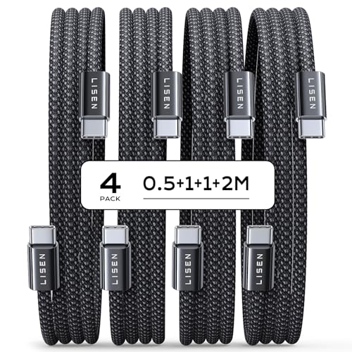 LISEN USB C auf USB C Kabel [4er Pack, 0,5M 1M 1M 2M] – Blitzschnelles Laden für alle Geräte