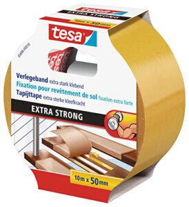 tesa Verlegeband extra stark klebend – Doppelseitiges Klebeband 10 m x 50 mm nur 4,78€ statt 6,95€ – Sicherer Halt für Teppiche und PVC-Beläge (Prime)