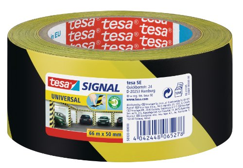 tesa Signal Markierungsklebeband UNIVERSAL – selbstklebendes Warnband 66 m x 50 mm (Prime) für nur 4,65€ – Spare 1,20€!