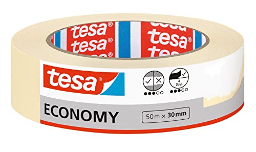 tesa Malerband ECONOMY 50 m x 30 mm (Prime) – Spare 45% auf Abklebeband für präzise Malerarbeiten!
