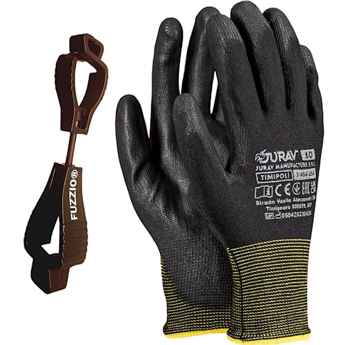 24 Paar Jurav PU beschichtete Arbeitshandschuhe + Handschuh-Klammer für nur 13,95€