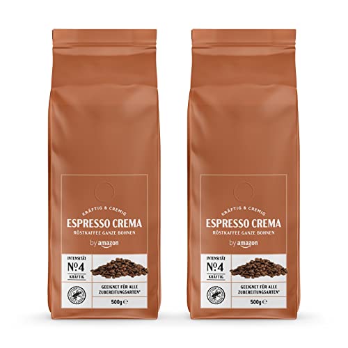 By Amazon Espresso Crema Kaffeebohnen, Leichte Röstung, 1 kg, 2 Packungen mit 500 g – Rainforest Alliance-Zertifizierung für nur 6,79€ statt 9,79€ bei Amazon