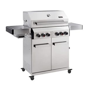 TAINO PLATINUM 4+2 Gasgrill Edelstahl komplett 4 Brenner mit Seitenkocher und Keramik Sear-Burner Power-Zone Seitenbrenner – Deal für 449,99€ statt 539,99€