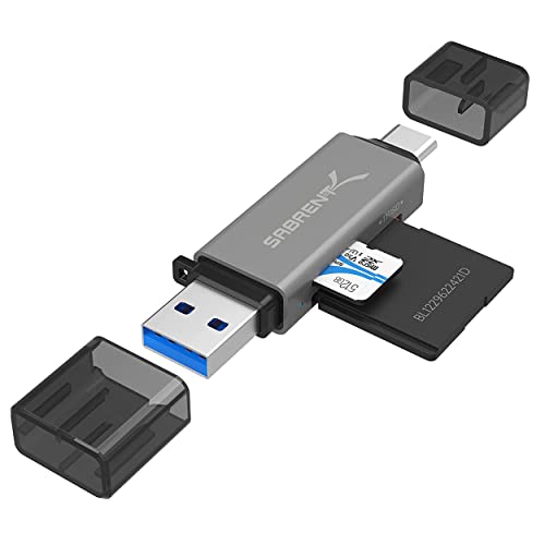 [Prime] Sabrent SD, Micro SD Kartenleser | USB-C & USB-A | 5GB/s | für SD/SDHC/SDXC/MicroSD/TF/MicroSDHC/MicroSDXC/MMC/UHS-I/T-Flash