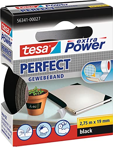 [3 Stück] tesa extra Power Perfect Gewebeband 2,75m x 19mm – Spare 35%