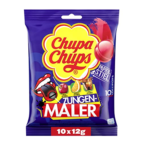 Chupa Chups Zungenmaler Lutscher, Nachfüllbeutel 10 Stück (1,03€ statt 1,69€) – Der Klassiker für bunte Zungen!