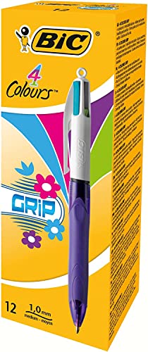 Spare 17,37€! BIC 4 Colours Grip Fun, Pastell Farben, 12er Pack Kugelschreiber