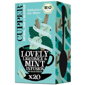 Cupper Bio Kräutertee Lovely Liquorice & Mint, Pfefferminztee, 20 ungebleichte Teebeutel, umweltfreundlich, fair gehandelt – Nur 1,92€ statt 2,95€