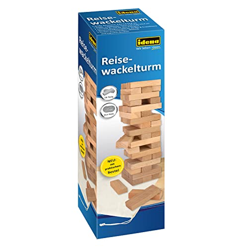 Idena 40088 – Reisespiel Wackelturm aus Holz (Jenga) nur 3,99€ statt 8,18€ – Geschicklichkeitsspaß für unterwegs