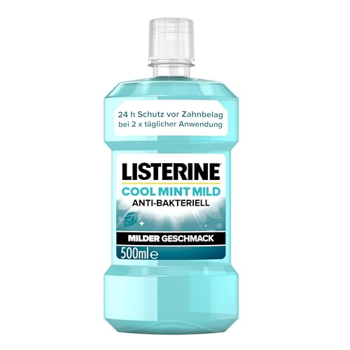 LISTERINE Cool Mint Mild, antibakterielle Mundspülung mit ätherischen Ölen & ohne Alkohol (500 ml) für nur 2,84€ statt 3,95€ – Ein frisches Angebot für deine Mundhygiene!