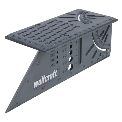 Wolfcraft 3D Gehrungswinkel zum Bearbeiten von dreidimensionalen Werkstücken, Anschläge für 45°/90° Winkel, einsetzbar als Streichmaß – Spare 2,47€ (36%)