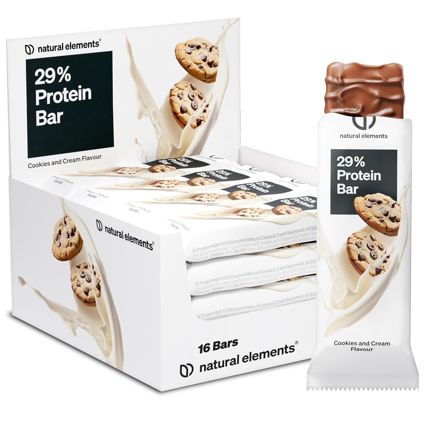 Natural Elements Proteinriegel Cookies & Cream – Leckerer Snack mit 13g Protein!
