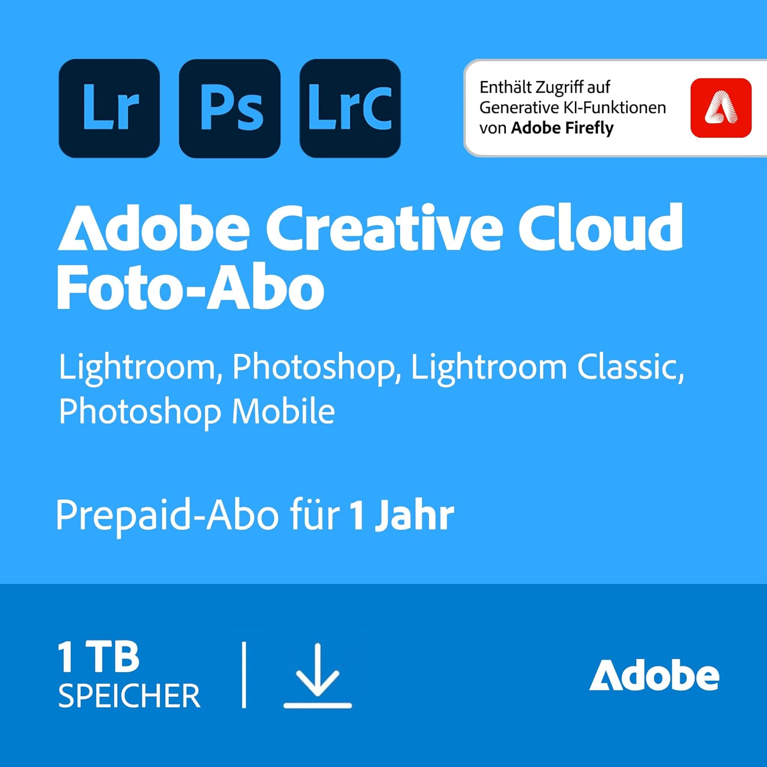 Adobe Creative Cloud Foto-Abo Deal: 1 Jahr mit KI-Tools & 1TB Speicher