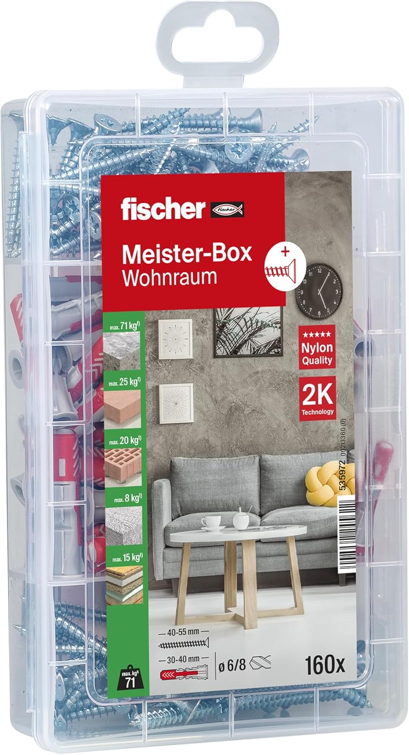🔥 Fischer Meister-Box Wohnraum: 160-teiliges Dübel-Set für nur 10,09 € sparen!