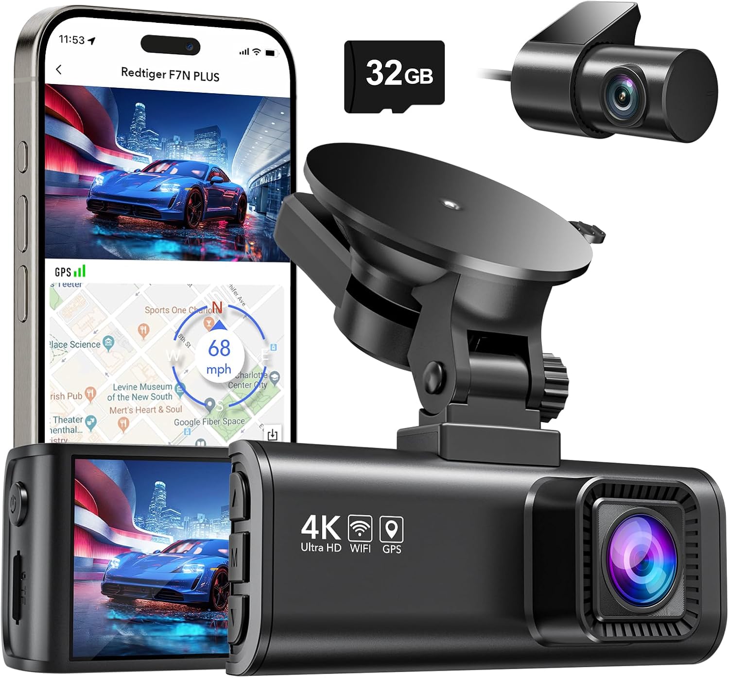 REDTIGER Dashcam Deal: 4K Front & Rear mit GPS & WiFi für nur 97,46€
