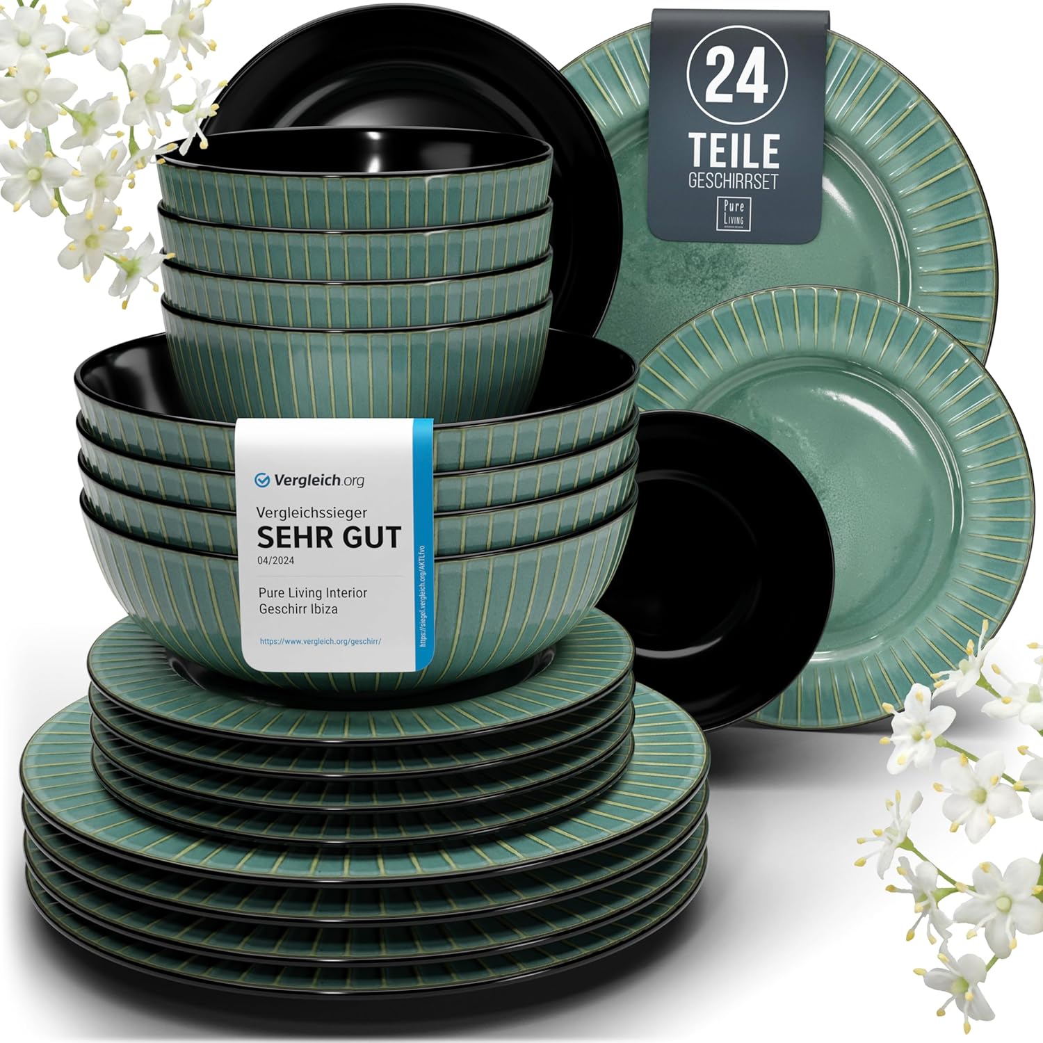 Steingut Geschirrset Tokyo 24-tlg – 75% Rabatt & stylisches Asia-Design