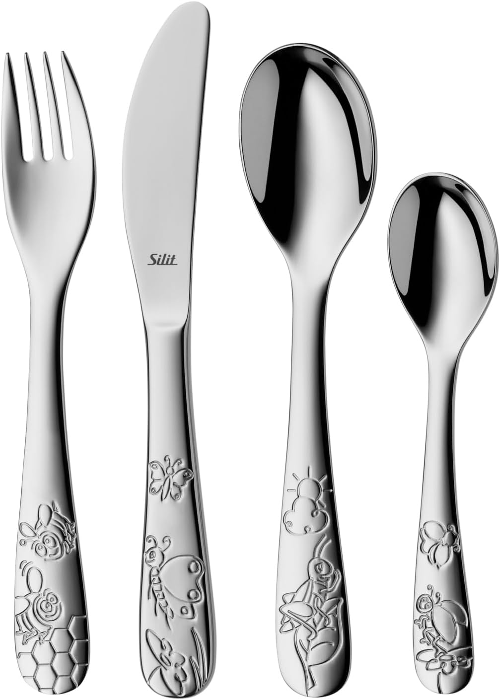 Silit Kinderbesteck Set 4-teilig: Perfekt für kleine Hände & spielerisches Lernen
