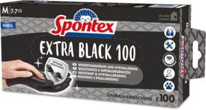 Prime Deal: 100 Spontex Einmalhandschuhe in Trendfarbe Schwarz